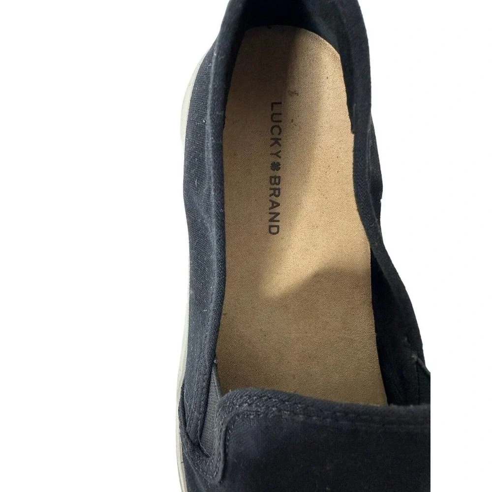 Lucky Brand Womens Gimmony Slip‎ On Sneaker 10M Casual Comfort Canvas Black